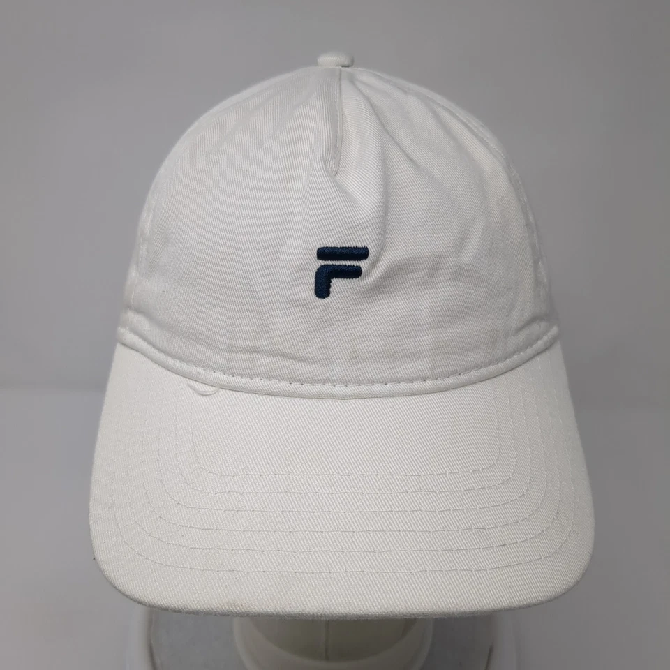 Sombrero FILA Slideback Blanco Talla Única Ajustable Bordado Ventilado Agujeros Algodón Foto 2 de 4