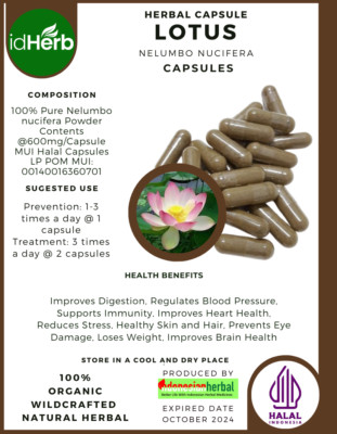 [idHerb] CAPSULES LOTUS - NELUMBO NUCIFERA NATURAL ORGANIC HERBAL FRESH