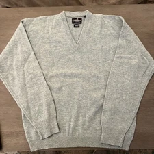 Original Lambswool by Evergreen V-Neck Pullover Sweater Heather Gray Size XL