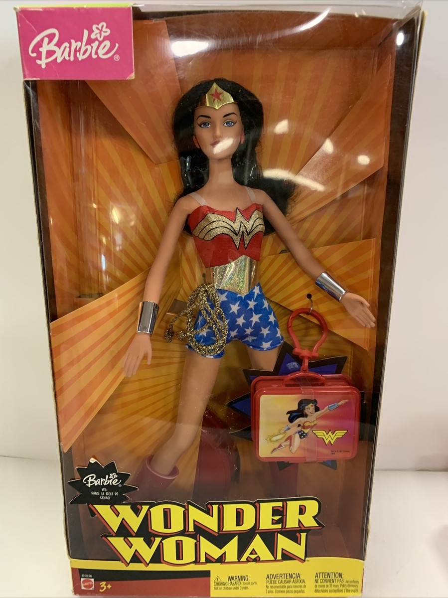 Barbie as Wonder Woman W/Mini Lunch Box 2003 Mattel DC Comics New