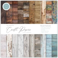 Craft Consortium WOOD TEXTURES 8x8 Paper Pad 30 Sheet 20 Designs Double Sided