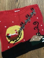 Vtg Sleeveless Retro Santa Ugly Christmas Sweater Vest M L
