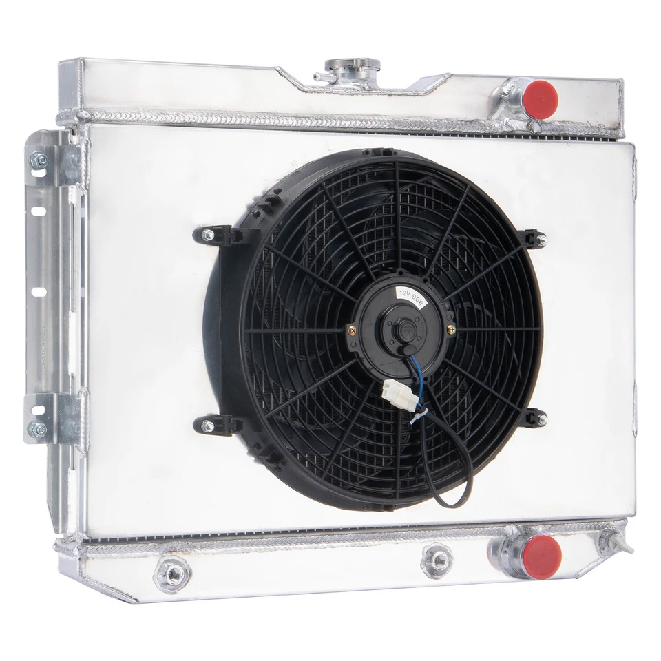 4 Rows Radiator+Shroud Fan Fit 59-65 Chevy Impala El Camino Bel Air Biscayne Foto 2 de 4