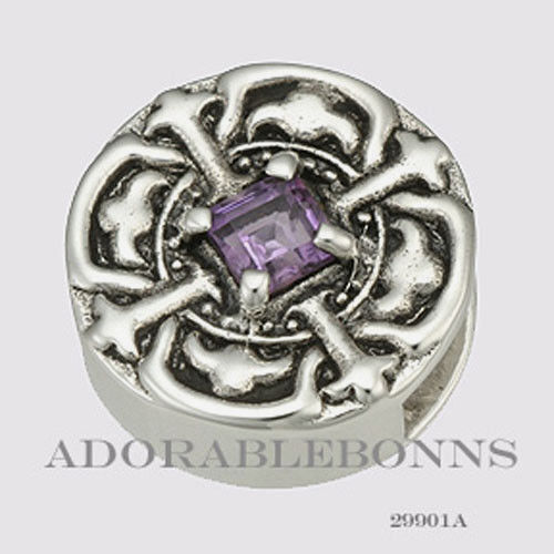 Echt Lori Bonn Silber Februar Lovefest Amethyst Plättchen Charm 29901A - Bild 1 von 1