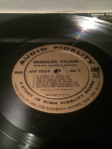 Dick Dia & His Mandolin Orchestra* – Mandolino Italiano LP, Audio Fidelity - Imagen 4 de 6