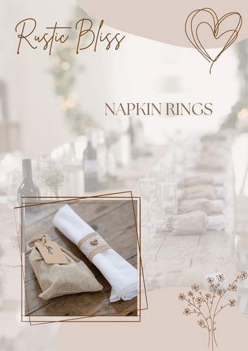 10 Rustic Wedding Napkin Rings, Hessian, Lace, Twine - 第 1/4 張圖片
