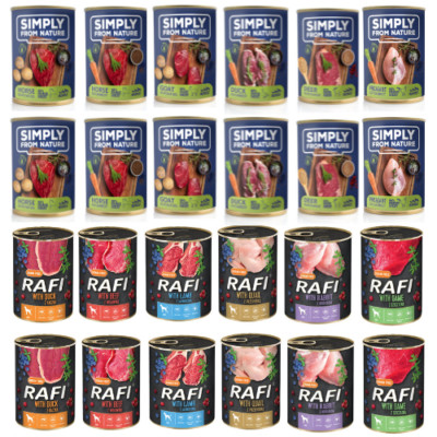 24x400g DOLINA NOTECI Rafi + SFN Nassfutter Hunde alle Rassen 12 MIX Geschmacks