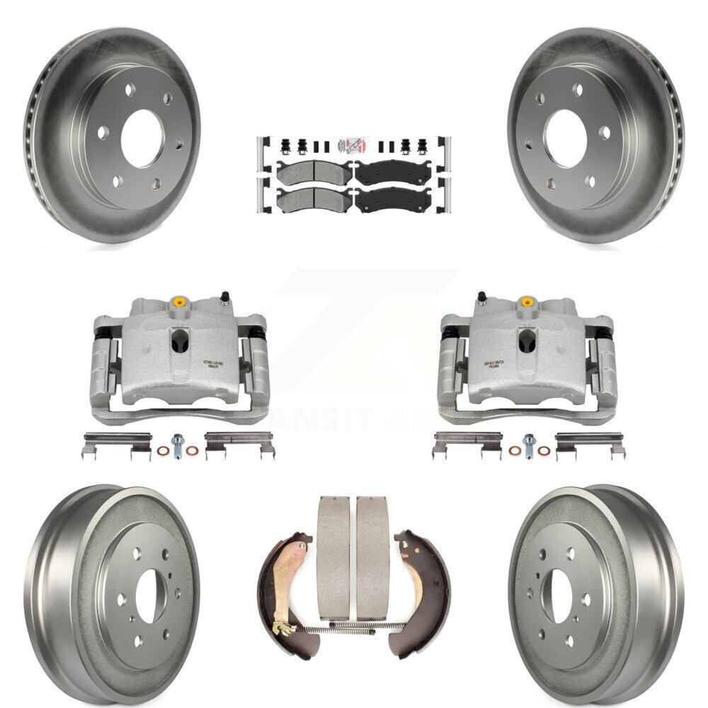 Front and Rear Brake Caliper Coated Rotors with Semi-Metallic Pads Kit for GMC