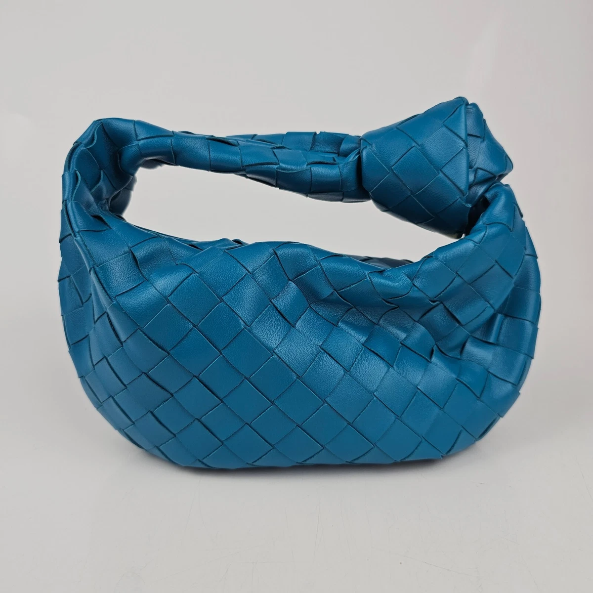 Bottega Veneta Mini Jodie Intrecciato Pool Blue Leather Top Handle