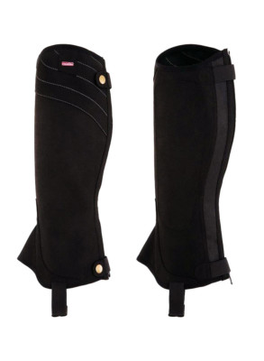 PREMIERE HALF CHAPS REITEN REITSPORT SCHWARZ KINDER SYNTHETIK WILDLEDER