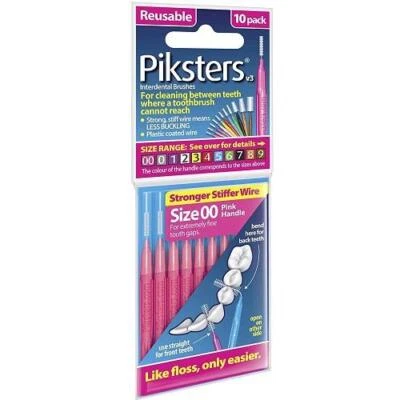 Piksters Interdental Toothbrush - Size 00 Pink - 10 Brushes Per Pack