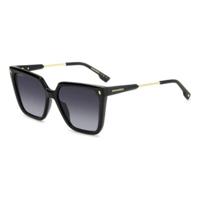 Dsquared2 D2 0135 807 Damen Butterfly Sonnenbrille Schwarz Gold / Grau  57 - 17 - Bild 1 von 4