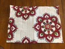 1 Quilted Pillow Sham with large red flowers modern design