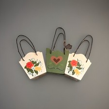 Jim Shore Heartwood Creek Enesco Lot Of 3 Wooden Painted Baskets Wire Handles