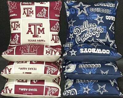 Set Of 8 Dallas Cowboys Texas A&M Cornhole Bean Bags FREE SHIPPING