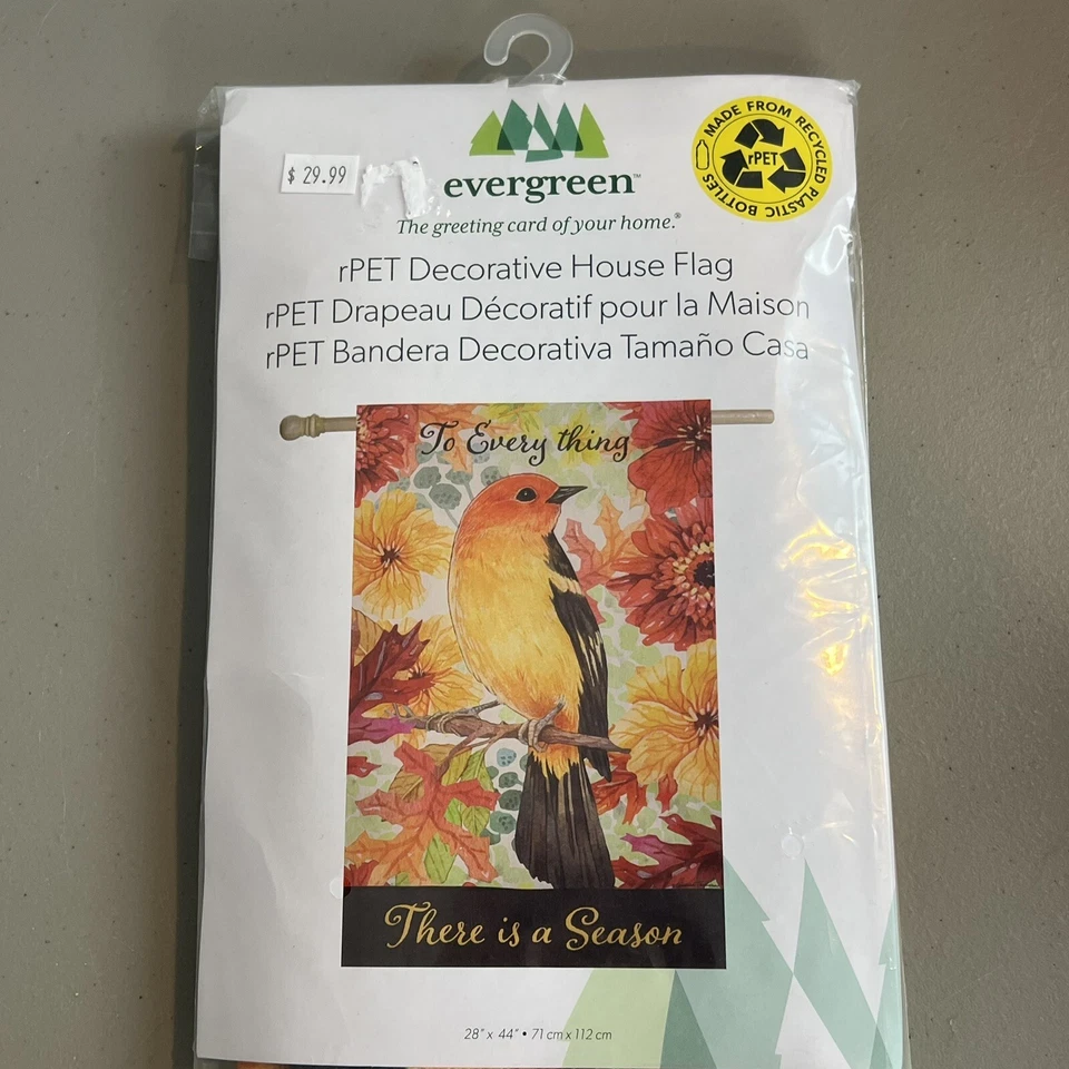 Evergreen House Bandera Cambio Temporadas Pájaro Naranja 28 x 44" Nuevo Foto 2 de 4