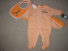 New Halloween Footed Sleeper w/ Bib and Hat 3 Month