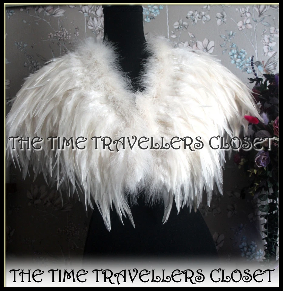 NEW BIBA Lottie Ivory Feather Cape Shawl Bolero Wedding Festival Party Free Size - Image 2 of 4