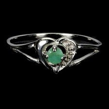 925 Sterling Silver Ring Round Emerald Natural Gemstone Jewelry Size 7