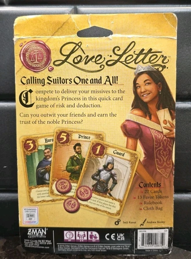 Love Letters Card Game Calling Suitors One And All 2019 ZMan Games Sealed  - Image 2 of 4