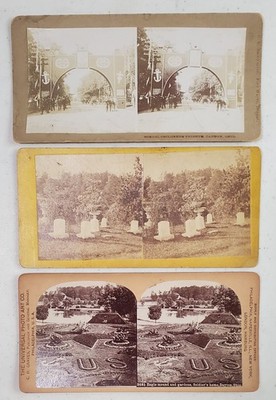Akron, Dayton, Canton Ohio Stereoview Cards - Lot of 3 (One is McKinley Tribute)