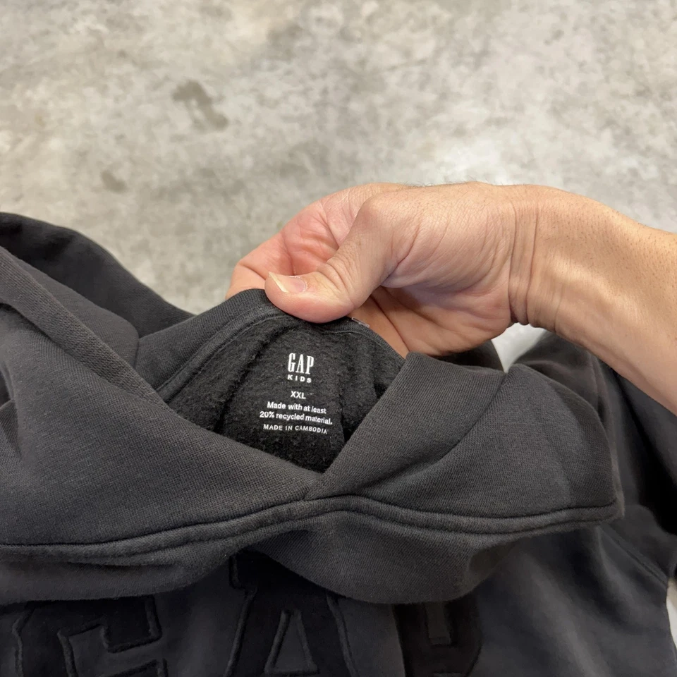 GAP Sudadera con Capucha Juvenil 2XL Negro Arco Logo Pullover Polar Sudadera Bolsillo Canguro Foto 3 de 4