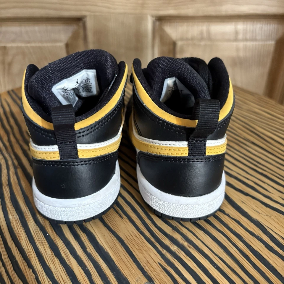 Nike AF1 Air Force 1 Mid Toddler 7c Black University Gold Yellow Black White - Image 4 of 4
