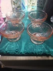 Set 4 Vintage Federal Pink Depression Glass Sherbet Sharon Cabbage Rose Pattern