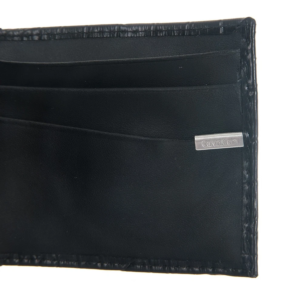 JUEGO LLAVERO CUERO HOMBRE CALVIN KLEIN IMITACIÓN COCODRILO NEGRO CARTERA PLEGABLE 7962696 Foto 4 de 4