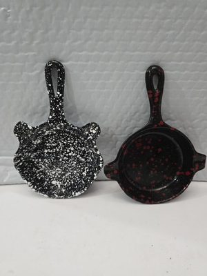 #ad #ad Vintage Wagner Ware Speckled Enamel Cast Cigar Skillet Ash Trays Pair $90.00