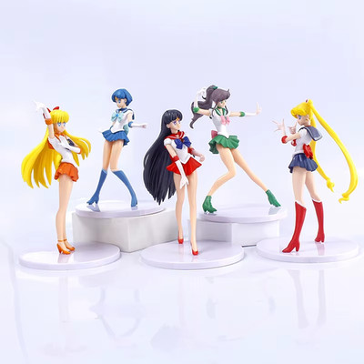 5teiliges Sailor Moon Anime-Figuren-Set: Mizuno, Ami, Tsukino, Usagi, Hino, Rei