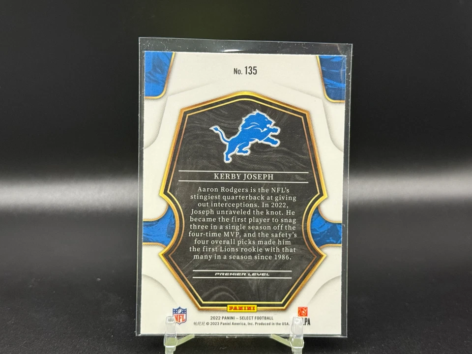 🔥 2022 Panini Select Kerby Joseph Premier Level - Base Rookie RC #135 🔥 - Image 2 of 2