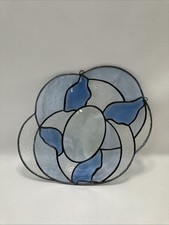 Stained glass Clear Blue Beveled Textured window Suncatcher panel 14  x 12  Art