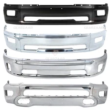 Chrome/Black Steel Front Bumper Cover Face Bar For 2009-2024 RAM 1500 W/Fog Ibee