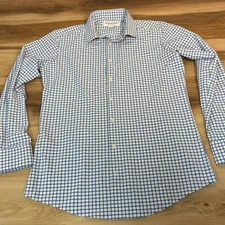 Mizzen+Main Shirt Mens Medium Trim Performance Menswear Trim Fit Blue Gingham