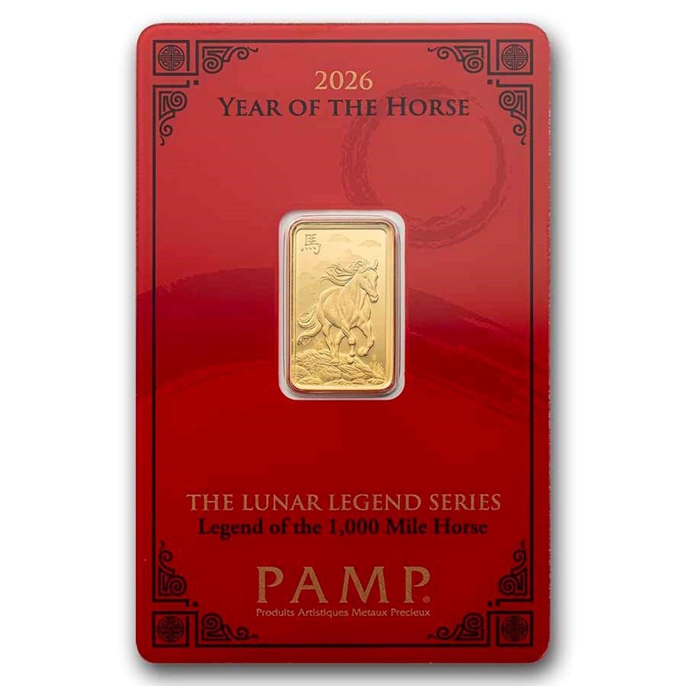 2026 Pamp Suisse 5 gram 9999 Fine Gold Bar Year Of The Horse Lunar