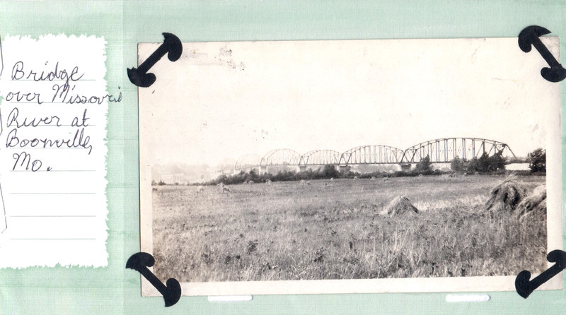 VINTAGE PHOTOGRAPH FARM FIELD CAR/AUTO RIVER BRIDGE BOONVILLE MISSOURI OLD PHOTO