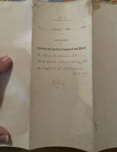 New Orleans La. Civil War Document Captain McClure Quartermaster