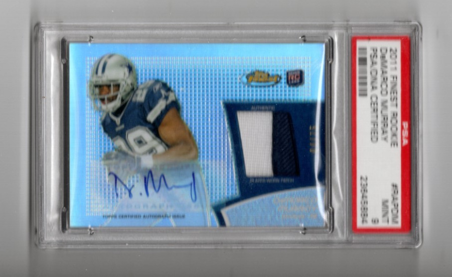 DeMarco Murray 2011 Finest Autograph Game Used Jersey Rookie #44/75 PSA 9 MINT.