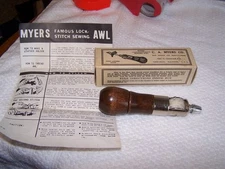 Vintage C. A. Myers Co. Famous Lock Stitch Sewing Awl New in Box w/ Instructions