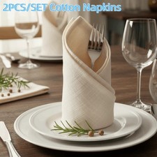 2pcs Bamboo Cotton Napkins Double Layer Thicken Cloth Napkins Textured Fabric