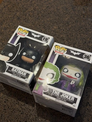 Funko Pop purple Dark Knight Batman #19 and the joker #36