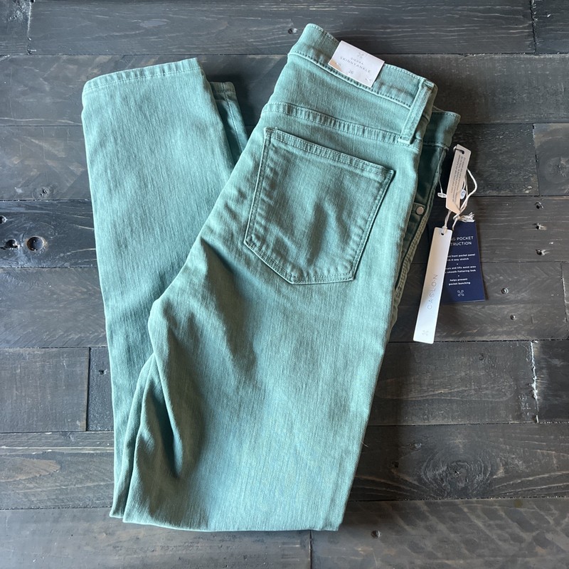 Caslon Sierra High Waist Ankle Skinny Green Jeans Size 4