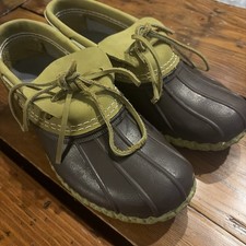 RARE~NWOB~L.L. Bean~Pistachio/Brown Leather & Rubber Low Duck Mocs~USA~Women 8 M