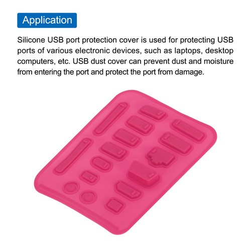 80 pièces prises de port USB capuchons silicone anti-poussière protection rose rouge (16 pièces/ensemble) - Photo 4 sur 7