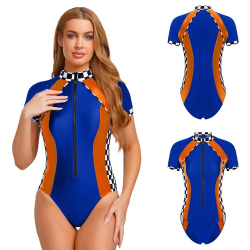 Womens One Piece Bodycon Jumpsuit Racing Suit Leotard Pool Party Bodysuit Bar - Picture 18 of 84