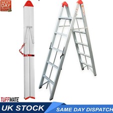 Folding Step Ladder Folds In Half 1.8m 5 Treads Aluminium TUFFMATE
