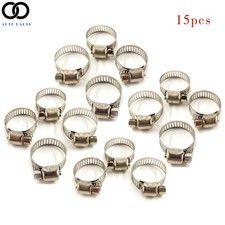 15 Pack Stainless Steel Adjustable 3/4"-1" Drive Hose Clamps Fuel Line Worm Clip