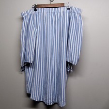 Old Navy Mini Dress Women XL Blue Stripes Off Shoulder 3/4 Sleeve Beachy Resort