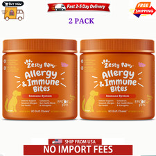 2 Pack Zesty Paws Allergy Immune Supplement for Dogs 90 Chews Salmon Flavor